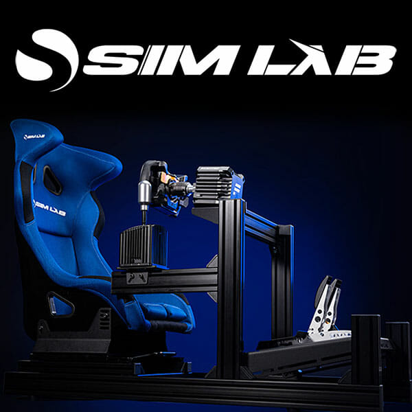 Sim Lab Cockpit with Blue Racing Seat
